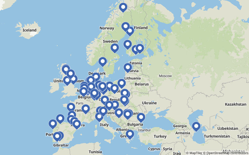 A map displaying all Basic Chemicals projects in Europe