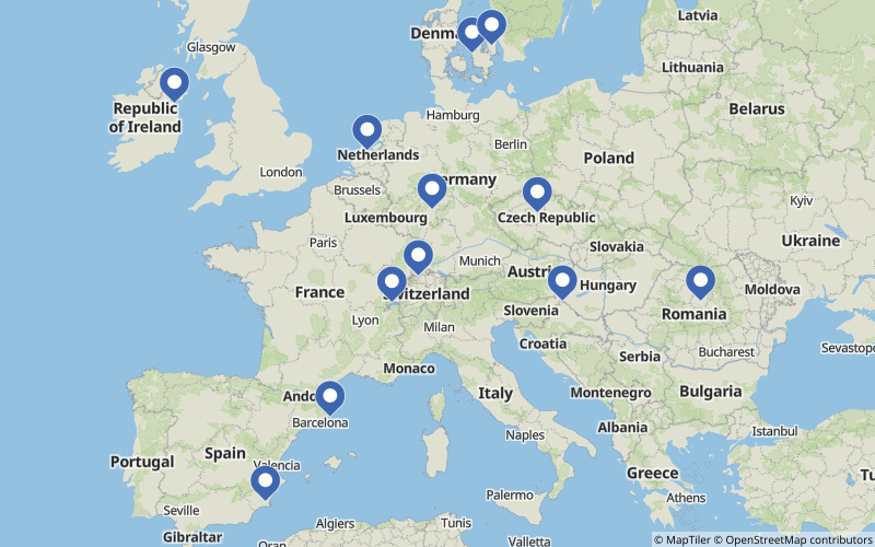 A map displaying all CDMO projects in Europe