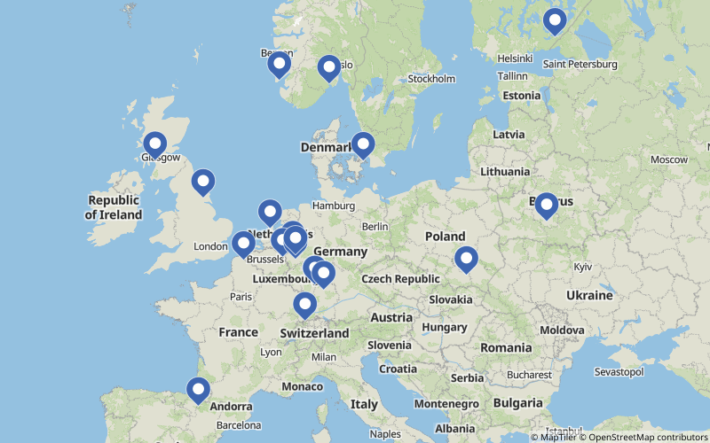 A map displaying all Food projects in Europe