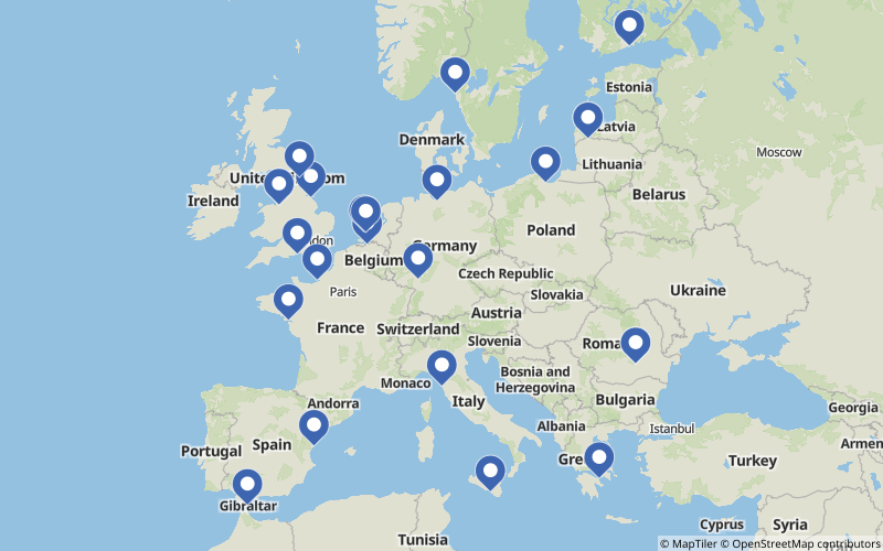 A map displaying all Petrochemicals projects in Europe