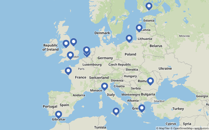 A map displaying all Refinery projects in Europe
