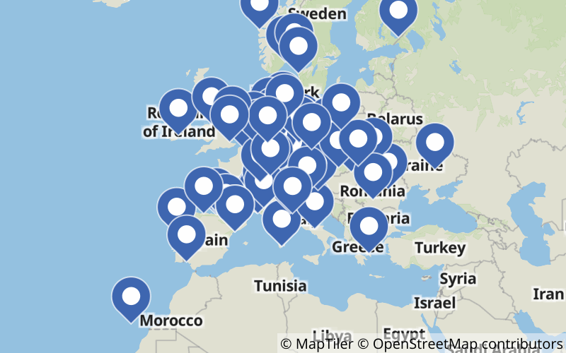 A map displaying all Chlorine plants in Europe