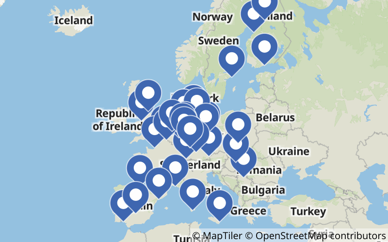 A map displaying all Hydrogen plants in Europe